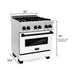 ZLINE Autograph Edition 30 in. Dual Fuel Range with Gas Stove and Electric Oven with White Matte Door and Matte Black Accents RAZ-WM-30-MB