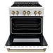 ZLINE Autograph Edition 30 Inch Dual Fuel Range with Gas Stove and Electric Oven In Stainless Steel with White Matte Door and Champagne Bronze Accents RAZ-WM-30-CB