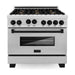 ZLINE Autograph Edition 36 in. 4.6 cu. ft. Range with Gas Burner and Gas Oven In DuraSnow with Matte Black Accents RGSZ-SN-36-MB