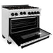 ZLINE Autograph Edition 36 in. 4.6 cu. ft. Range with Gas Burner and Gas Oven In DuraSnow with Matte Black Accents RGSZ-SN-36-MB