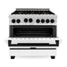 ZLINE Autograph Edition 36 in. 4.6 cu. ft. Range with Gas Burner and Gas Oven with White Matte Door and Matte Black Accents RGZ-WM-36-MB