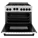 ZLINE Autograph Edition 36 in. 4.6 cu. ft. Range with Gas Burner and Gas Oven with White Matte Door and Matte Black Accents RGZ-WM-36-MB