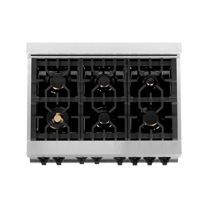 ZLINE Autograph Edition 36 in. 4.6 cu. ft. Range with Gas Burner and Gas Oven with White Matte Door and Matte Black Accents RGZ-WM-36-MB