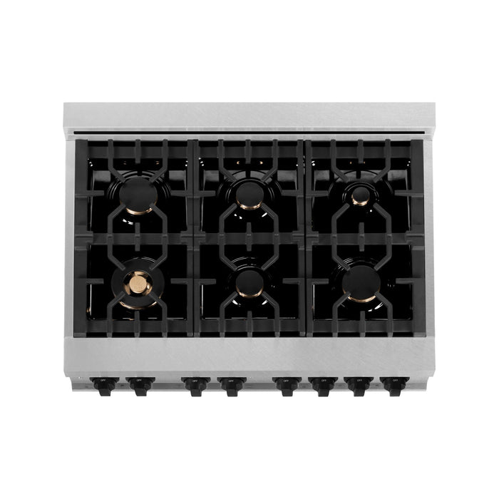 ZLINE Autograph Edition 36 in. 4.6 cu. ft. Range with Gas Stove and Electric Oven In DuraSnow with Matte Black Accents RASZ-SN-36-MB