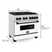 ZLINE Autograph Edition 36 in. 4.6 cu. ft. Range with Gas Stove and Electric Oven In DuraSnow with White Matte Door and Matte Black Accents RASZ-WM-36-MB