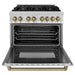 ZLINE Autograph Edition 36 In. 4.6 cu. ft. Range with Gas Stove and Electric Oven In Stainless Steel with Champagne Bronze Accent RAZ-36-CB