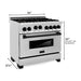 ZLINE Autograph Edition 36 in. 4.6 cu. ft. Range with Gas Stove and Gas Oven In Stainless Steel with Matte Black Accents RGZ-36-MB