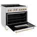 ZLINE Autograph Edition 36 in. Range with Gas Burner and Gas Oven Range In DuraSnow with White Matte Door and Gold Accents RGSZ-WM-36-G