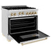 ZLINE Autograph Edition 36 in. Range with Gas Stove and Gas Oven In Stainless Steel with Gold Accents RGZ-36-G