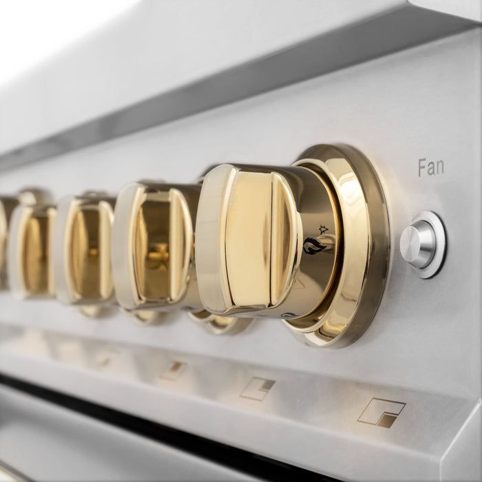 ZLINE Autograph Edition 36 in. Range with Gas Stove and Gas Oven In Stainless Steel with Gold Accents RGZ-36-G