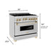 ZLINE Autograph Edition 36 in. Range with Gas Stove and Gas Oven In Stainless Steel with Gold Accents RGZ-36-G