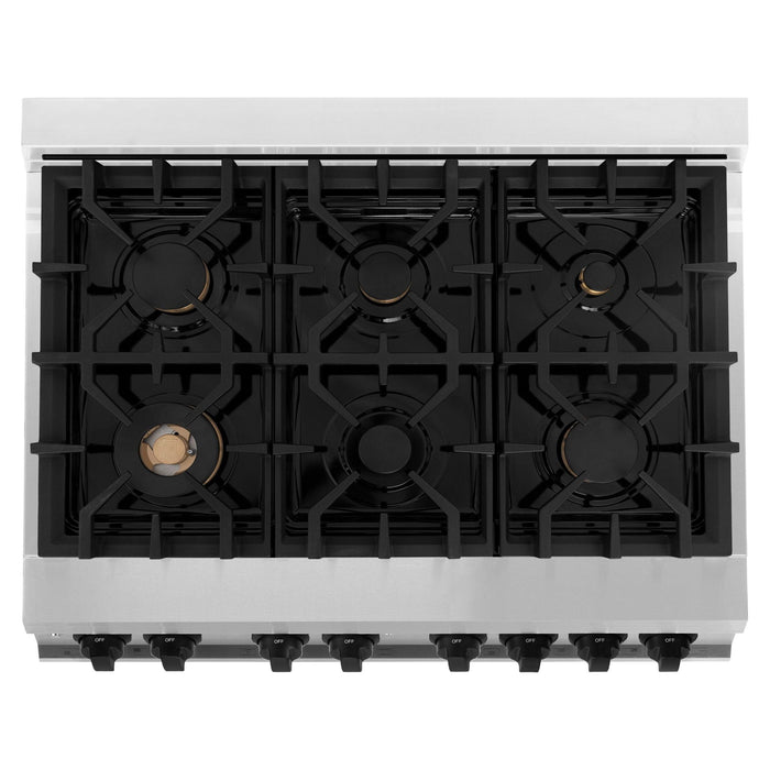 ZLINE Autograph Edition 36-Inch 4.6 cu. ft. Dual Fuel Range with Gas Stove and Electric Oven in Stainless Steel with Matte Black Accents (RAZ-36-MB)