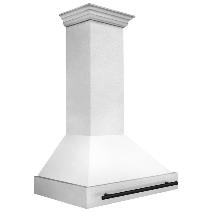 ZLINE Autograph Edition 36 Inch DuraSnow Stainless Steel Range Hood with White Matte Shell and Matte Black Handle 8654SNZ-WM36-MB