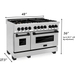 ZLINE Autograph Edition 48 in. 6.0 cu. ft. Dual Fuel Range with Gas Stove and Electric Oven In Stainless Steel with Matte Black Accents RAZ-48-MB