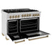 ZLINE Autograph Edition 48 in. Gas Range in DuraSnow® with White Matte Door and Champagne Bronze Accents, RGSZ-WM-48-CB