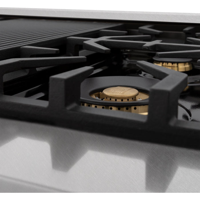 ZLINE Autograph Edition 48 in. Gas Range in DuraSnow® with White Matte Door and Champagne Bronze Accents, RGSZ-WM-48-CB