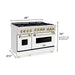 ZLINE Autograph Edition 48 in. Gas Range in DuraSnow® with White Matte Door and Gold Accents, RGSZ-WM-48-G