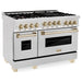 ZLINE Autograph Edition 48 Inch 6.0 cu. ft. Gas Range in DuraSnow® Stainless Steel with Gold Accents, RGSZ-SN-48-G