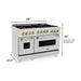 ZLINE Autograph Edition 48 Inch 6.0 cu. ft. Gas Range in DuraSnow® Stainless Steel with Gold Accents, RGSZ-SN-48-G