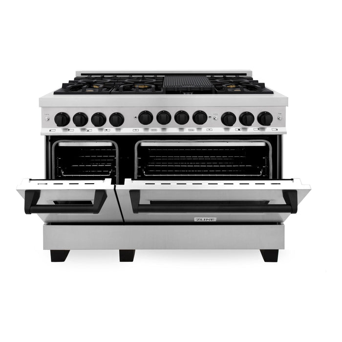 ZLINE Autograph Edition 48 Inch 6.0 cu. ft. Gas Range In Stainless Steel with Matte Black Accents RGZ-48-MB