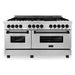 ZLINE Autograph Edition 60 in. 7.4 cu. ft. Range with Gas Burner and Electric Oven In Stainless Steel with Matte Black Accents RAZ-60-MB