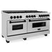 ZLINE Autograph Edition 60 in. 7.4 cu. ft. Range with Gas Burner and Electric Oven In Stainless Steel with Matte Black Accents RAZ-60-MB