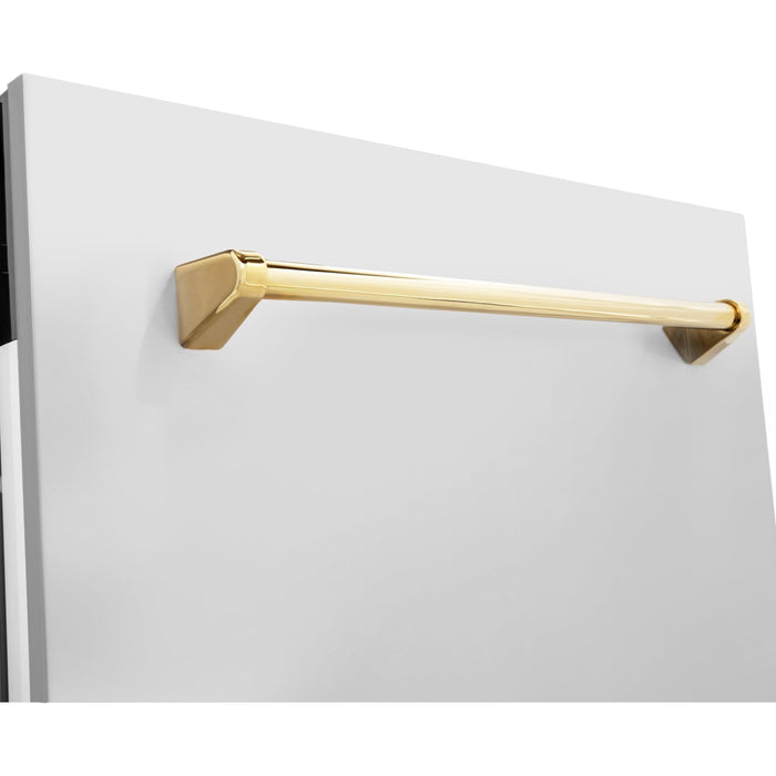 ZLINE Autograph Gold Package - 36 in. Rangetop, 36 in. Range Hood, Dishwasher, Built-In Refrigerator