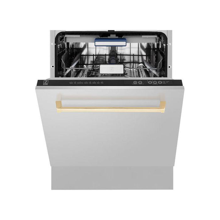 ZLINE Autograph Gold Package - 36 in. Rangetop, 36 in. Range Hood, Dishwasher, Refrigerator, Microwave Drawer