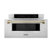 ZLINE Autograph Gold Package - 36 in. Rangetop, 36 in. Range Hood, Dishwasher, Refrigerator, Microwave Drawer