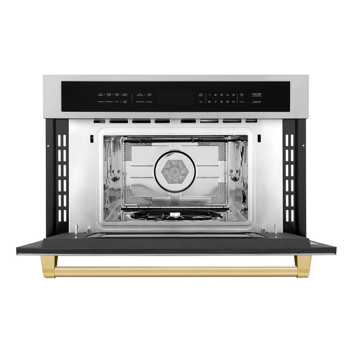 ZLINE Autograph Gold Package - 36 in. Rangetop, 36 in. Range Hood, Dishwasher, Refrigerator, Microwave Oven