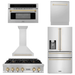 ZLINE Autograph Gold Package - 36 in. Rangetop, 36 in. Range Hood, Dishwasher, Refrigerator with External Water and Ice Dispenser, Microwave Oven