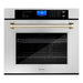 ZLINE Autograph Gold Package - 36 in. Rangetop, 36 in. Range Hood, Dishwasher, Refrigerator with External Water and Ice Dispenser, Microwave Oven, Wall Oven