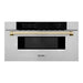 ZLINE Autograph Gold Package - 36" Rangetop, 36" Range Hood, Dishwasher, Built-In Refrigerator, Microwave Drawer, Wall Oven