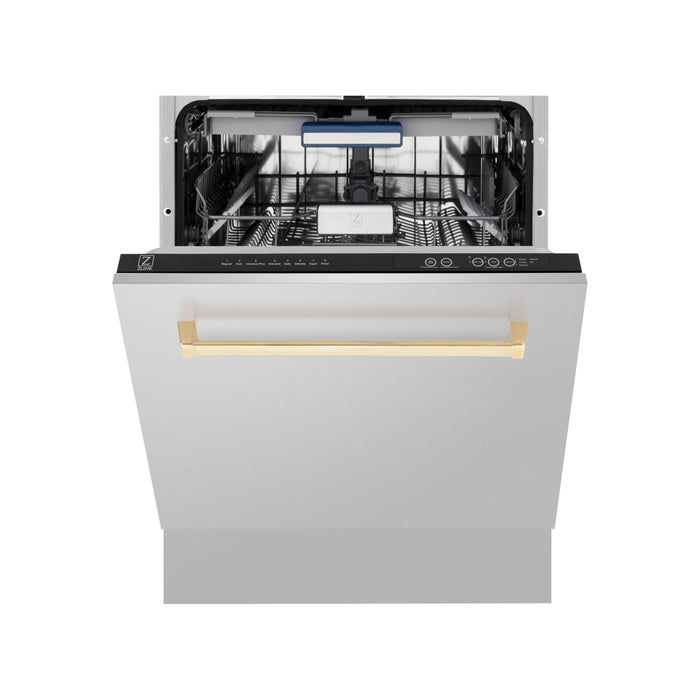 ZLINE Autograph Gold Package - 48 in. Rangetop, 48 in. Range Hood, Dishwasher, Built-In Refrigerator, Microwave Drawer