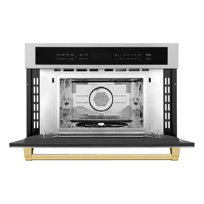 ZLINE Autograph Gold Package - 48 in. Rangetop, 48 in. Range Hood, Dishwasher, Refrigerator, Microwave Oven