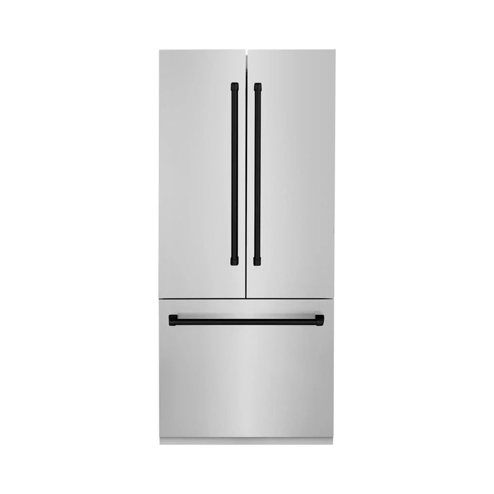 ZLINE Autograph Matte Black Package - 36 in. Rangetop, 36 in.Range Hood, Dishwasher, Built-In Refrigerator, Microwave Oven