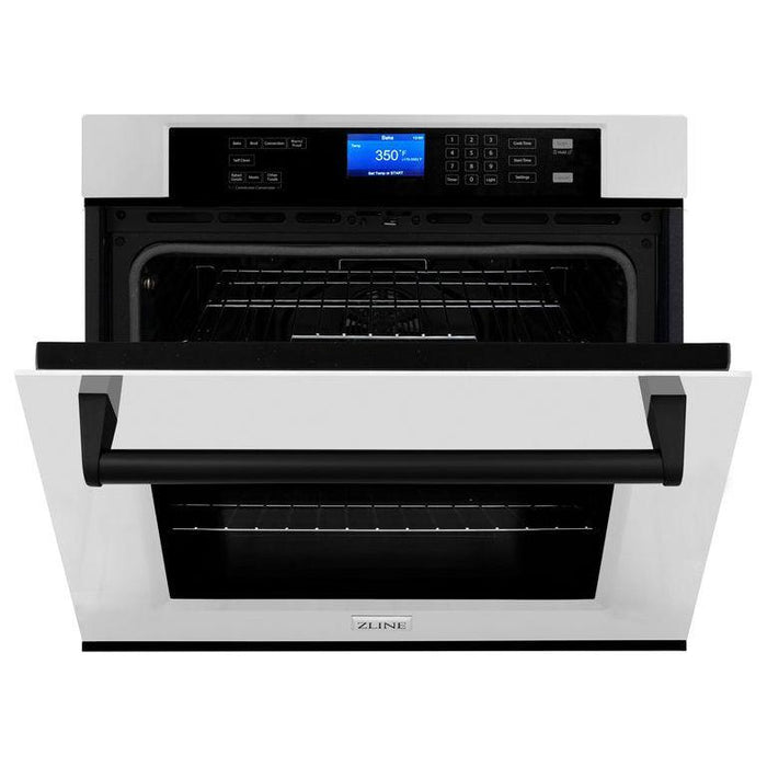 ZLINE Autograph Matte Black Package - 36 in. Rangetop, 36 in. Range Hood, Dishwasher, Refrigerator, Microwave Drawer, Wall Oven