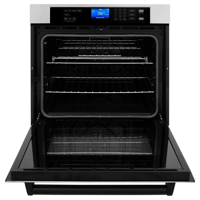 ZLINE Autograph Matte Black Package - 36 in. Rangetop, 36 in. Range Hood, Dishwasher, Refrigerator with External Water and Ice Dispenser, Microwave Oven, Wall Oven