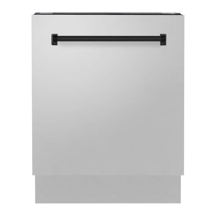 ZLINE Autograph Matte Black Package - 48 in. Rangetop, 48 in. Range Hood, Dishwasher, Refrigerator