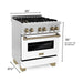 ZLINE Autograph Package - 30 In. Dual Fuel Range and Range Hood with White Matte Door and Bronze Accents, 2AKP-RAWMRH30-CB