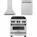 ZLINE Autograph Package - 30 In. Dual Fuel Range, Range Hood, Dishwasher in Stainless Steel with Matte Black Accents, 3AKP-RARHDWM30-MB