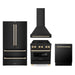 ZLINE Autograph Package - 30 In. Dual Fuel Range, Range Hood, Refrigerator, and Dishwasher in Black Stainless Steel with Gold Accents, 4AKPR-RABRHDWV30-G