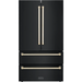 ZLINE Autograph Package - 30 In. Dual Fuel Range, Range Hood, Refrigerator, and Dishwasher in Black Stainless Steel with Gold Accents, 4AKPR-RABRHDWV30-G