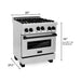 ZLINE Autograph Package - 30 In. Gas Range, Range Hood, Dishwasher in Stainless Steel with Matte Black Accents, 3AKP-RGRHDWM30-MB