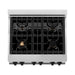 ZLINE Autograph Package - 30 In. Gas Range, Range Hood, Dishwasher in White with Matte Black Accents, 3AKP-RGWMRHDWM30-MB