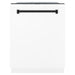 ZLINE Autograph Package - 30 In. Gas Range, Range Hood, Dishwasher in White with Matte Black Accents, 3AKP-RGWMRHDWM30-MB