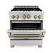 ZLINE Autograph Package - 30 In. Gas Range, Range Hood in Stainless Steel with Champagne Bronze Accents, 2AKP-RGRH30-CB