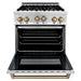 ZLINE Autograph Package - 30 In. Gas Range, Range Hood in Stainless Steel with Champagne Bronze Accents, 2AKP-RGRH30-CB