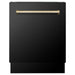 ZLINE Autograph Package - 30 In. Gas Range, Range Hood, Refrigerator, and Dishwasher in Black Stainless Steel with Gold Accents, 4AKPR-RGBRHDWV30-G