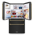 ZLINE Autograph Package - 30 In. Gas Range, Range Hood, Refrigerator with Water and Ice Dispenser, and Dishwasher in Black Stainless Steel with Champagne Bronze Accents, 4KAPR-RGBRHDWV30-CB